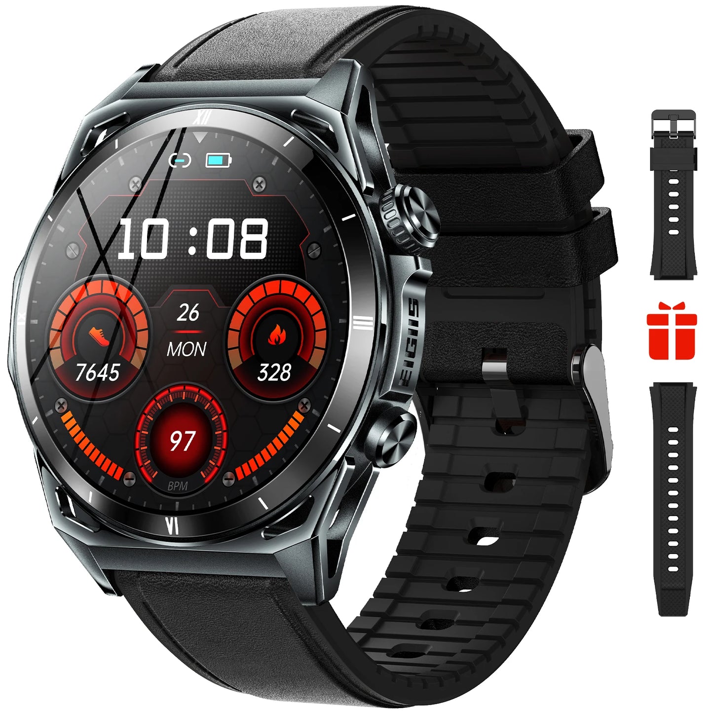 EIGIIS KE6 Smart Watch – 1.43" AMOLED, Bluetooth Calls, 24/7 Health Tracking, IP68 Waterproof