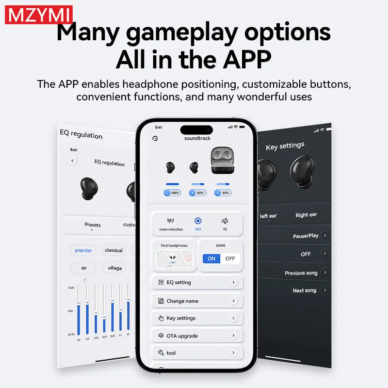 MZYMI S07 ANC Wireless Earbuds – Bluetooth 5.3, ENC, 60H Playtime, IPX5