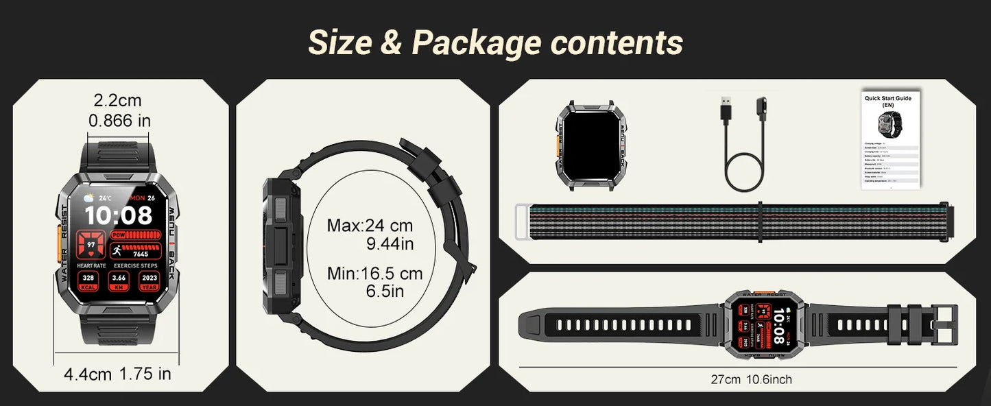 Blackview W60 Outdoor Smartwatch – 2.01" HD, Bluetooth Call, IP68, LED Flashlight