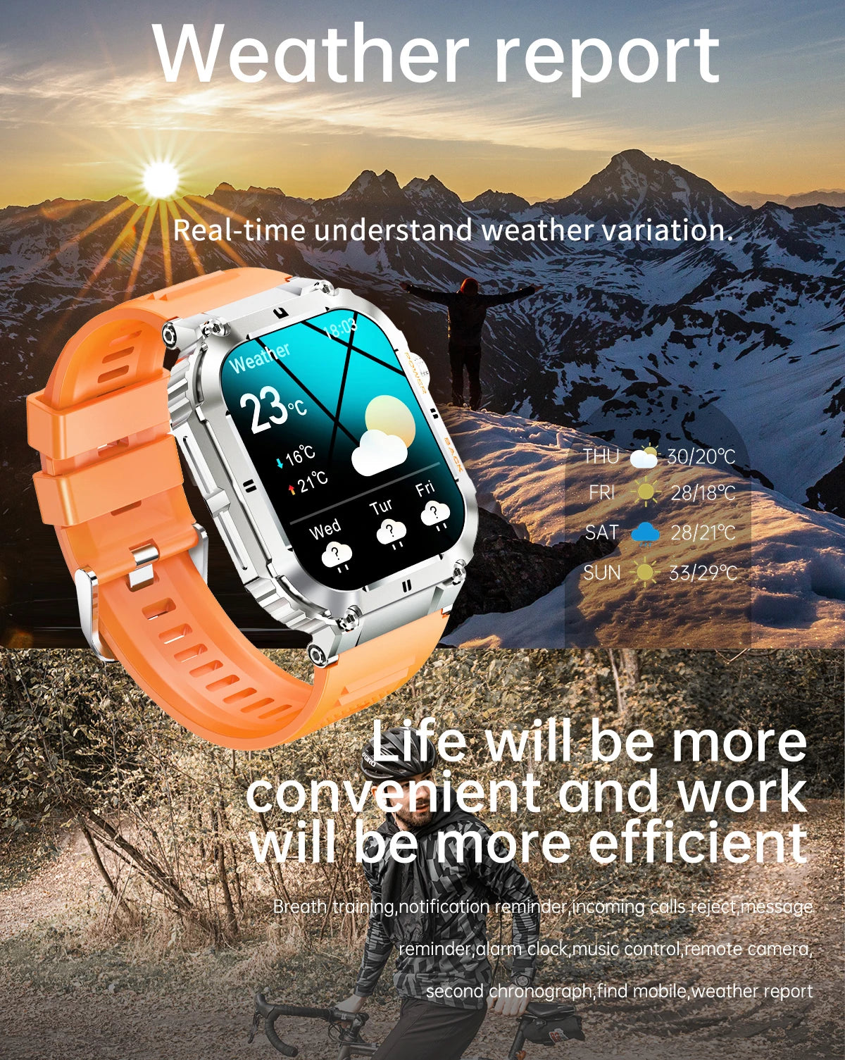 LIGE 1.96” Smart Watch – Bluetooth Call, 400mAh Battery, Waterproof