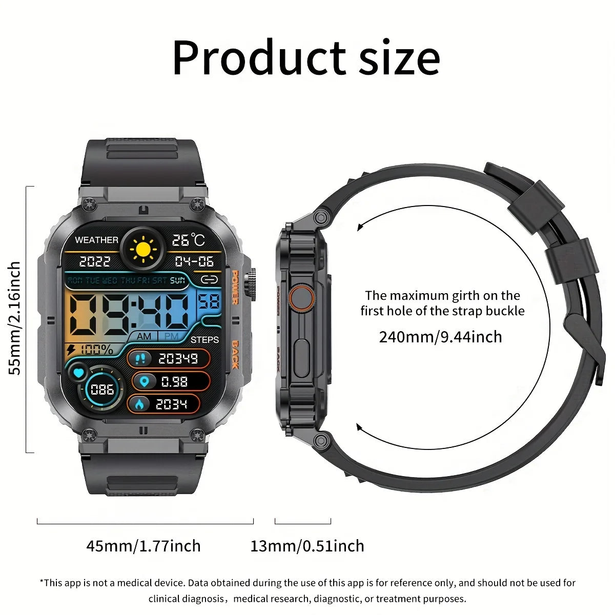 LIGE 1.96” Smart Watch – Bluetooth Call, 400mAh Battery, Waterproof
