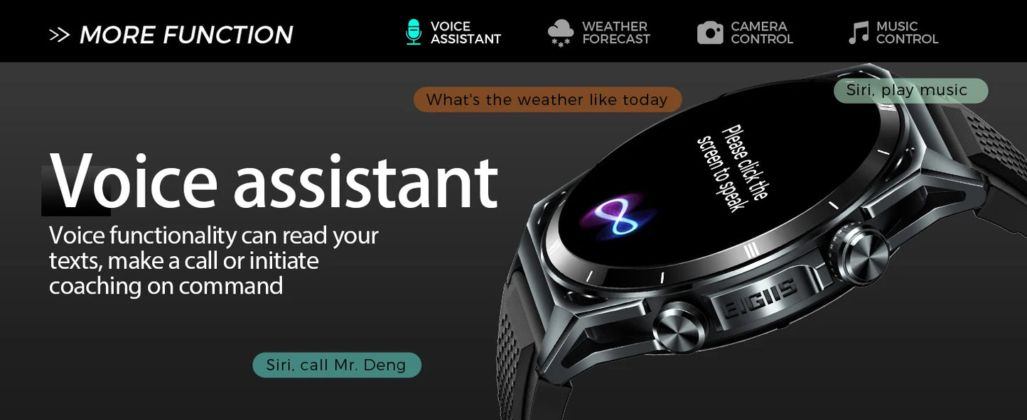 EIGIIS KE6 Smart Watch – 1.43" AMOLED, Bluetooth Calls, 24/7 Health Tracking, IP68 Waterproof