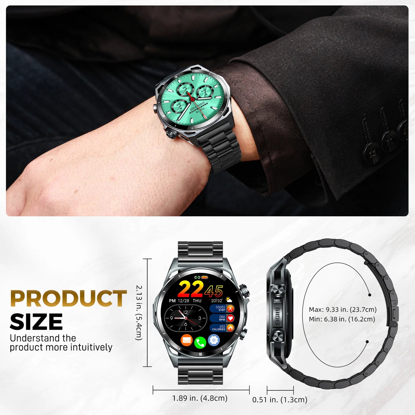 EIGIIS KE6 Smart Watch – 1.43" AMOLED, Bluetooth Calls, 24/7 Health Tracking, IP68 Waterproof