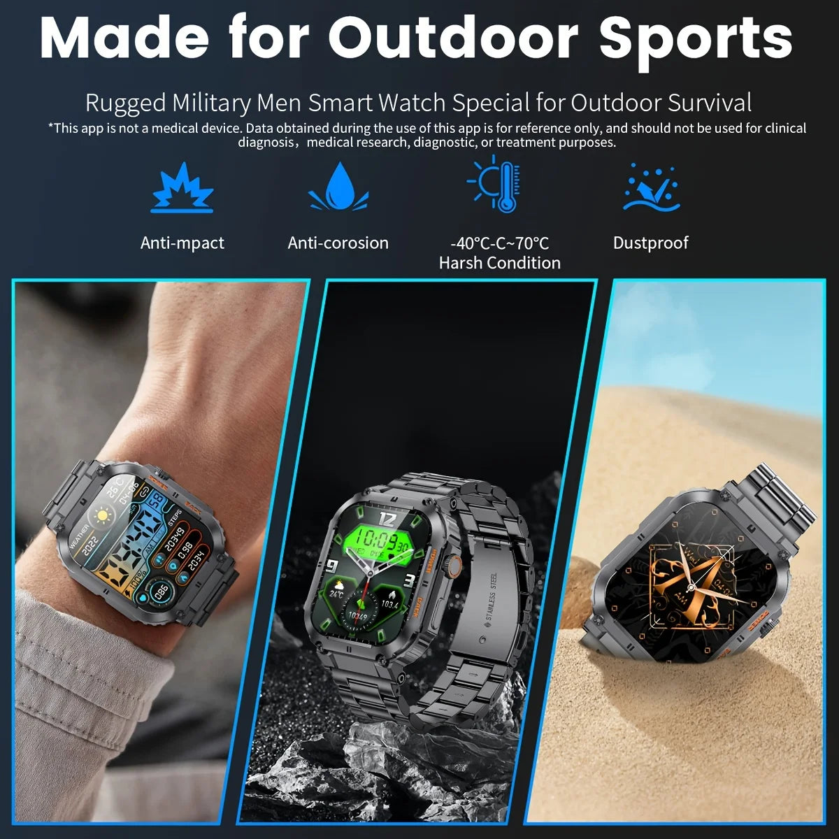 LIGE 1.96” Smart Watch – Bluetooth Call, 400mAh Battery, Waterproof