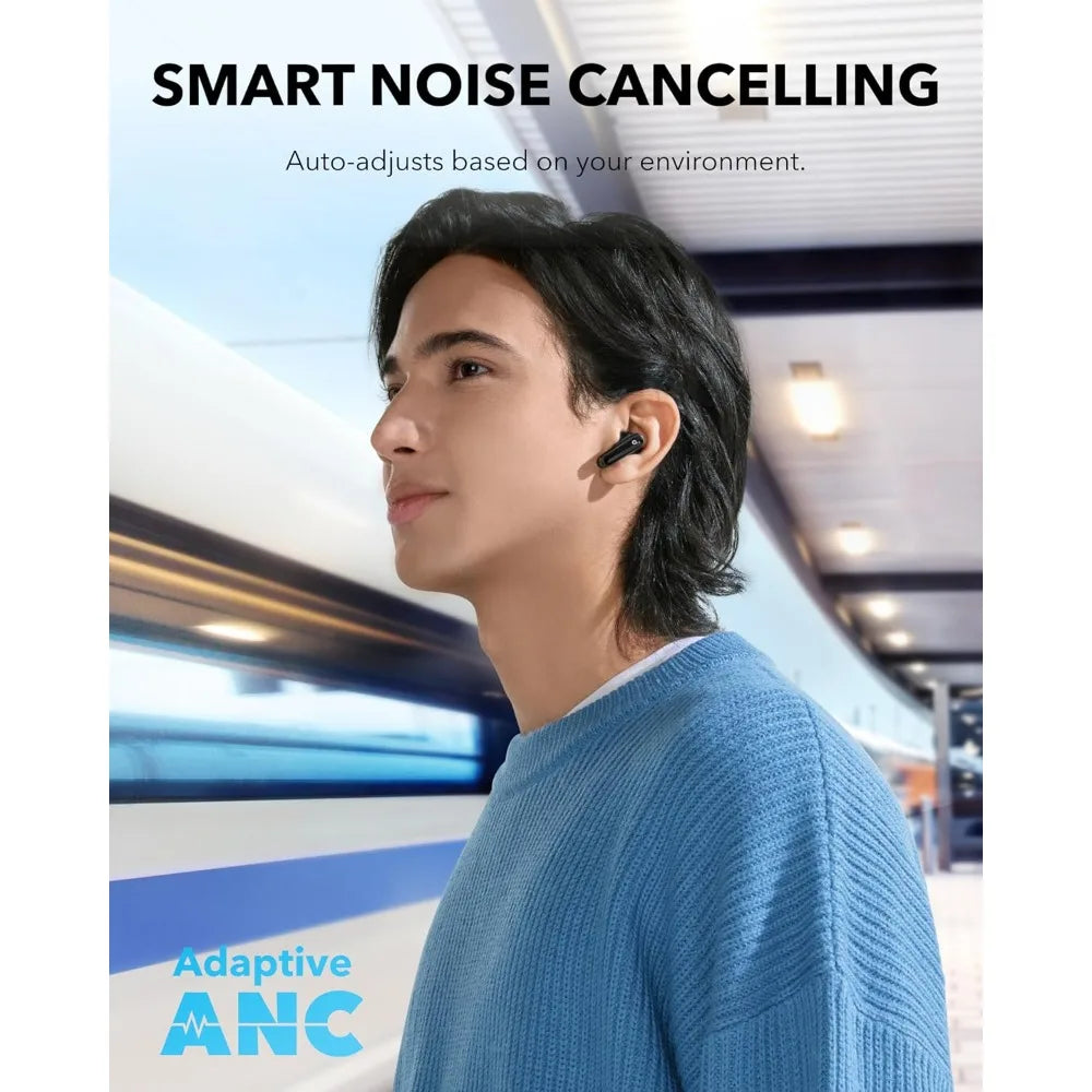 Soundcore P40i Wireless Earbuds – Adaptive ANC, 60H Playtime, BassUp, IPX5, Wireless Charging