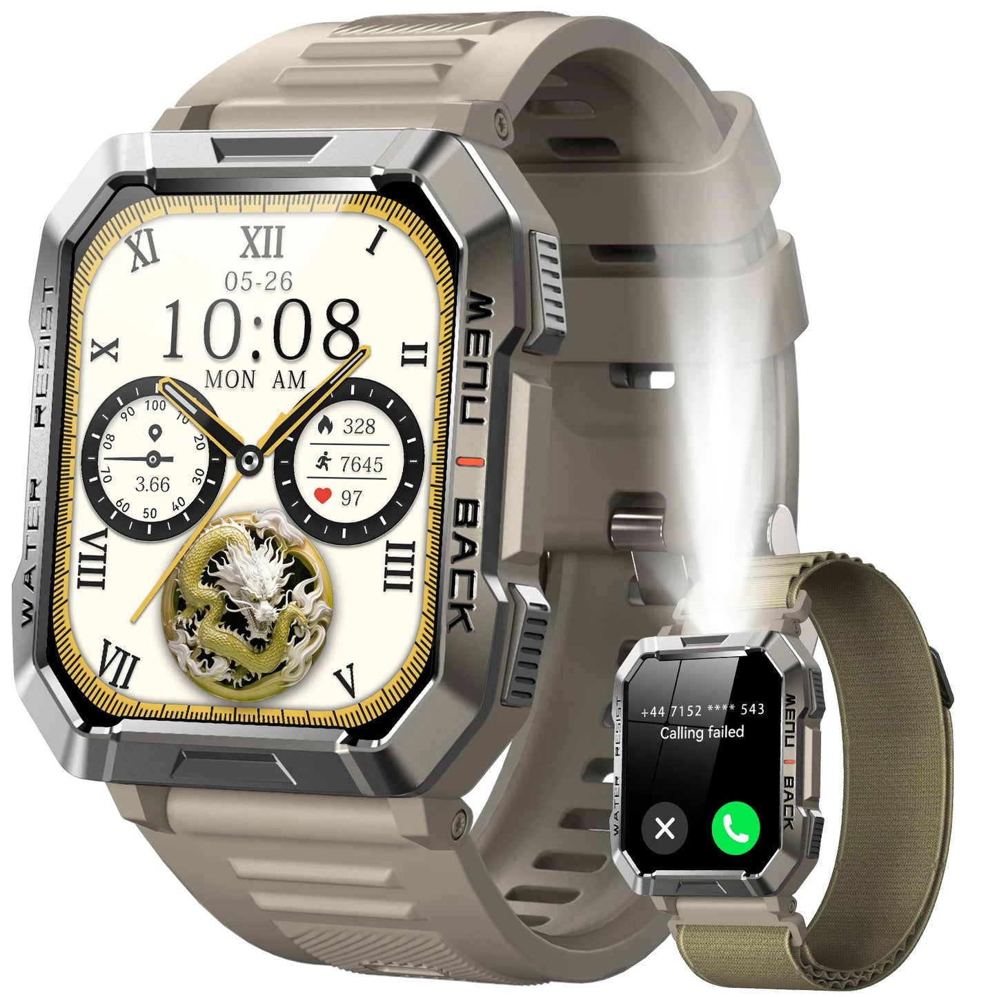 Blackview W60 Outdoor Smartwatch – 2.01" HD, Bluetooth Call, IP68, LED Flashlight