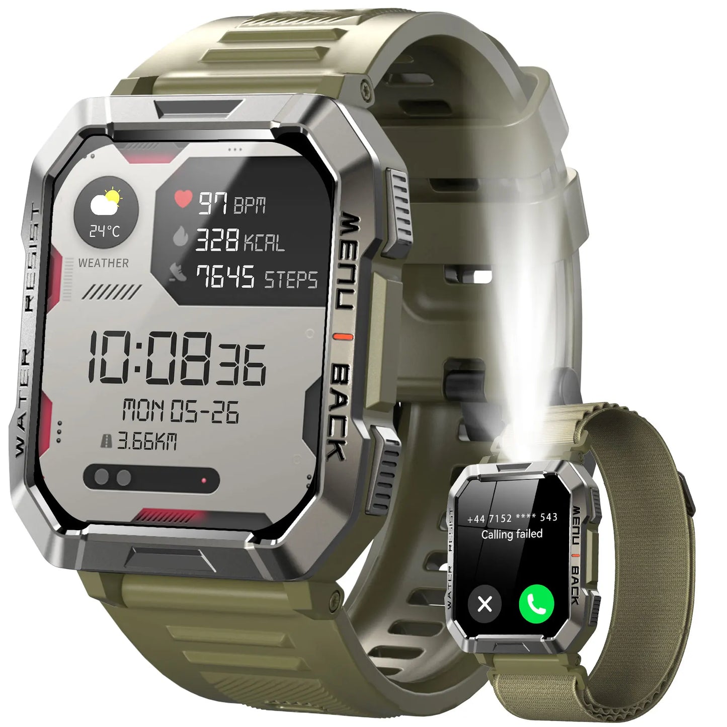 Blackview W60 Outdoor Smartwatch – 2.01" HD, Bluetooth Call, IP68, LED Flashlight