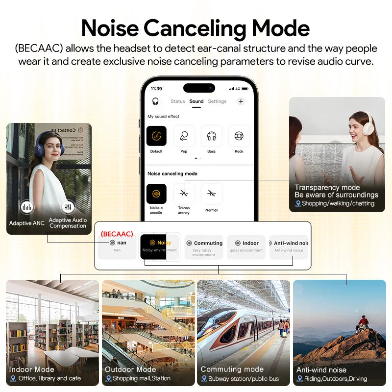 QCY H3 ANC Wireless Headphones – 43dB Noise Cancelling, Hi-Res Audio, 60H Battery