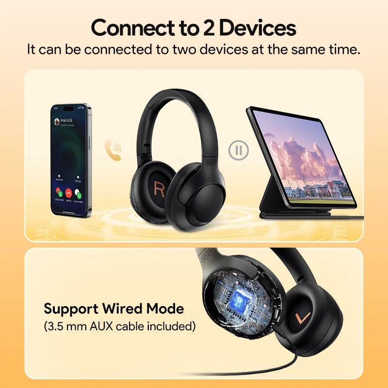 QCY H3 ANC Wireless Headphones – 43dB Noise Cancelling, Hi-Res Audio, 60H Battery