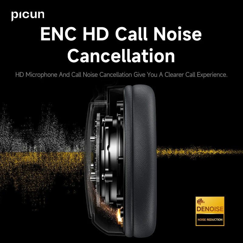 Picun B5 Wireless 40mm BT 5.4 Headphones, 72H Playback, Foldable