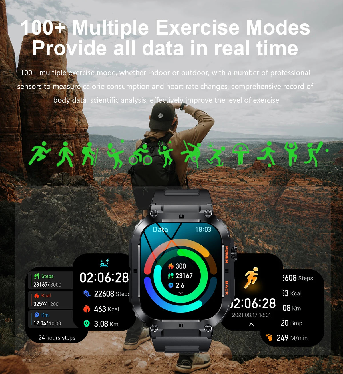 LIGE 1.96” Smart Watch – Bluetooth Call, 400mAh Battery, Waterproof