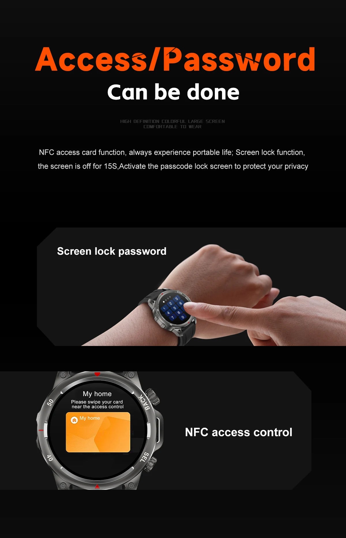 Military-Grade Smartwatch – 1.53" HD Screen, NFC, Bluetooth Call, 7-Day Battery