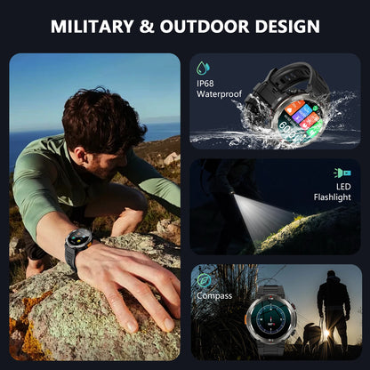 BLACKVIEW ArmorCore Pro – Rugged Waterproof Smartwatch with 30-Day Battery, LED Flashlight & Military-Grade Health Tracking