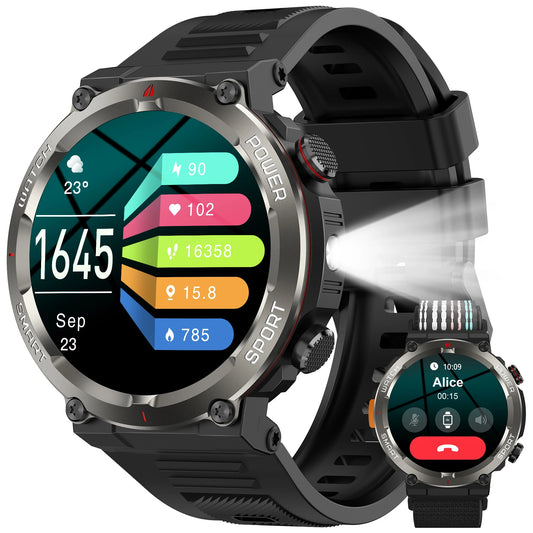 BLACKVIEW ArmorCore Pro – Rugged Waterproof Smartwatch with 30-Day Battery, LED Flashlight & Military-Grade Health Tracking