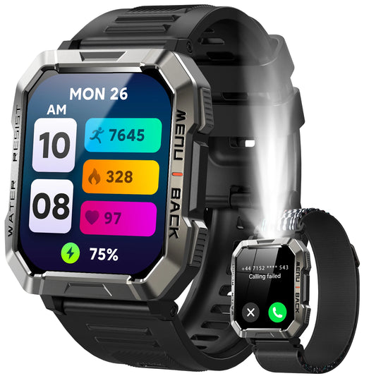 Blackview W60 Outdoor Smartwatch – 2.01" HD, Bluetooth Call, IP68, LED Flashlight