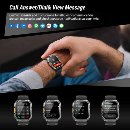 Blackview W60 Outdoor Smartwatch – 2.01" HD, Bluetooth Call, IP68, LED Flashlight
