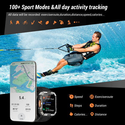Blackview W60 Outdoor Smartwatch – 2.01" HD, Bluetooth Call, IP68, LED Flashlight