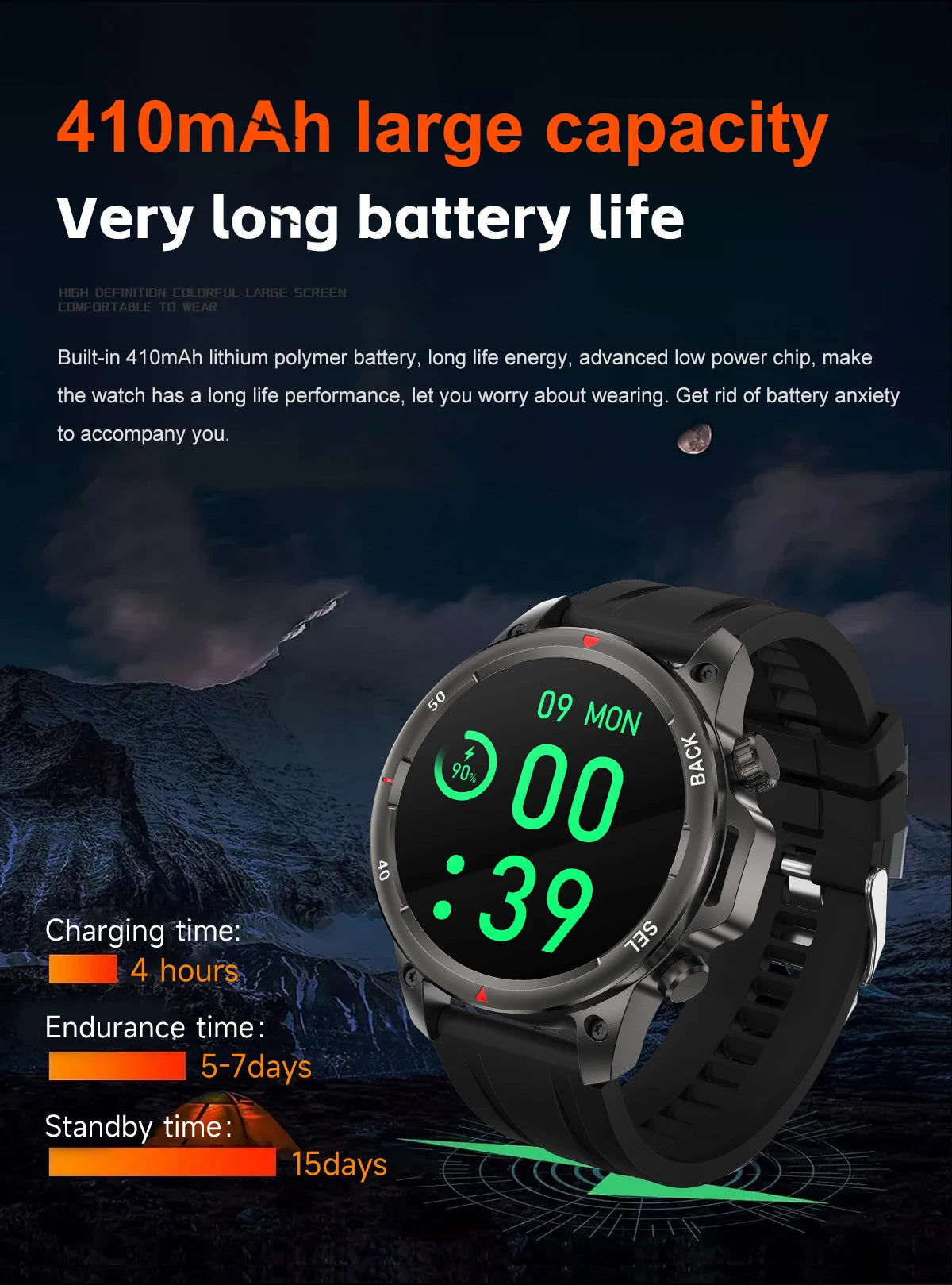 Military-Grade Smartwatch – 1.53" HD Screen, NFC, Bluetooth Call, 7-Day Battery