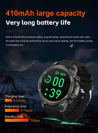 Military-Grade Smartwatch – 1.53" HD Screen, NFC, Bluetooth Call, 7-Day Battery